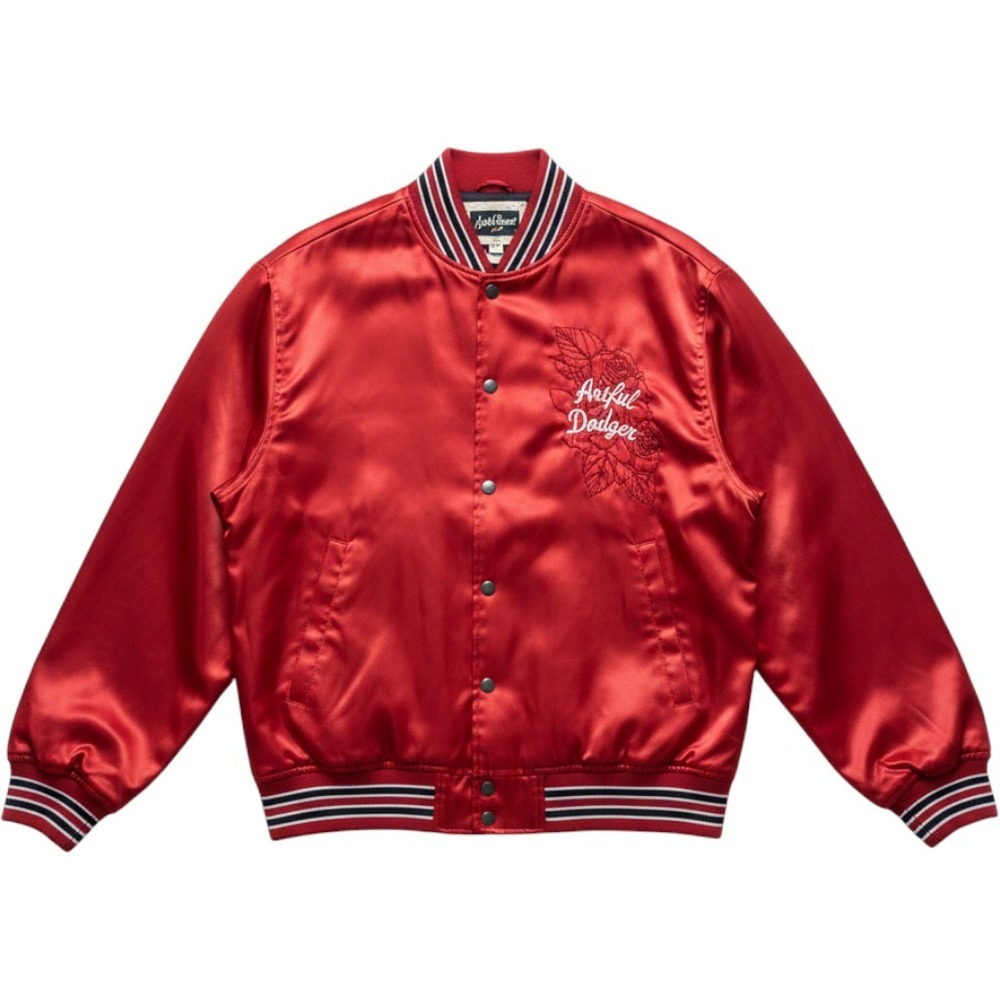 Artful Dodger British Fighting Dogs Jacket Mens 3XL Red Satin Y2K Bomber Skate